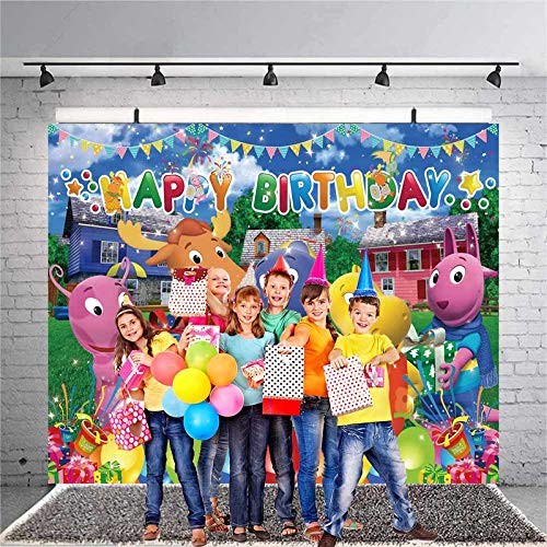 The Backyardigans Happy Birthday Banner Backdrop Banner Tv Theme Party Supplies Dessert Table Decoration Photography Studio Background Props 5x7 Ft 5