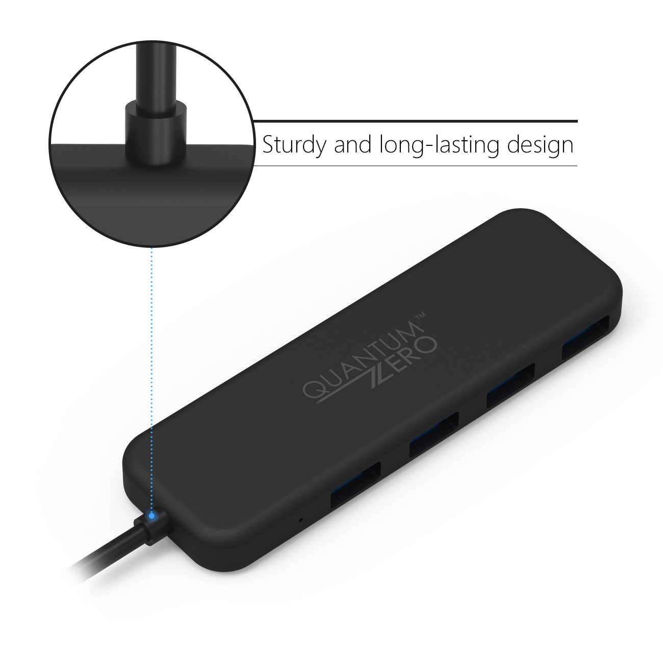 QuantumZERO USB 3.0 / USB3.1 Gen1 4-Port Hub, 1m built-in cable 4