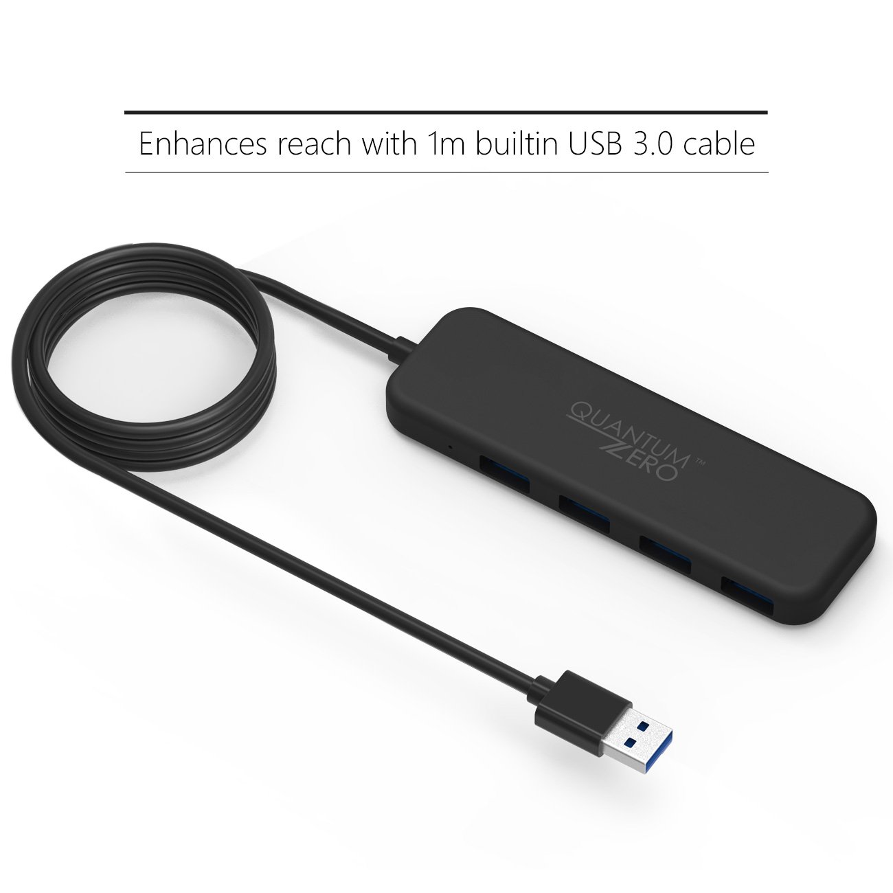 QuantumZERO USB 3.0 / USB3.1 Gen1 4-Port Hub, 1m built-in cable 3