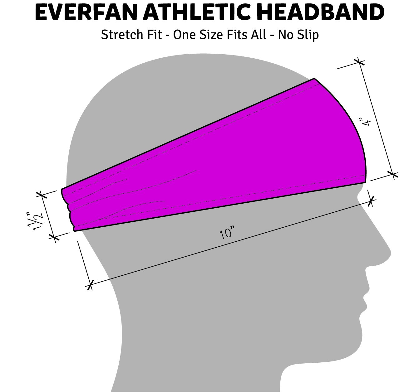 Everfan Magenta Headband | Athletic Stretch Sweatband for Running Yoga and Crossfit 4