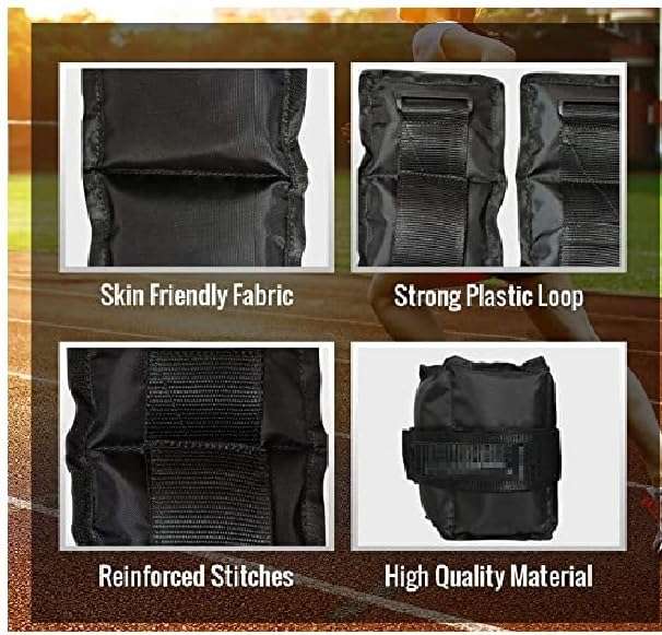 SPIRO Ankle/Wrist Weight 2 Kg. (1 KG x 2) | Resistance Exercise | Resistance Bands | Wrist Ankle | Fitness Band | Workout Equipment (Color : Black & Yellow) (Perfect For Physiotherapy) 3