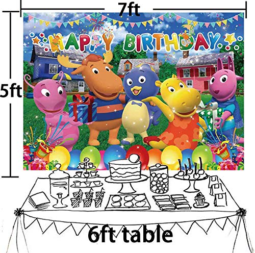 The Backyardigans Happy Birthday Banner Backdrop Banner Tv Theme Party Supplies Dessert Table Decoration Photography Studio Background Props 5x7 Ft 6