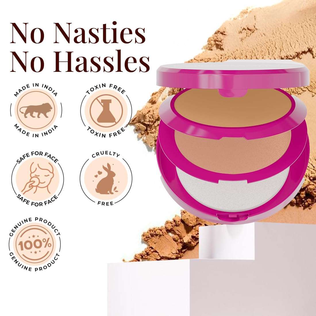 Coloressence Twinglow 2-in-1 Cake Foundation & Compact Powder with Free Application Puff | Fair to Medium 20gm 6