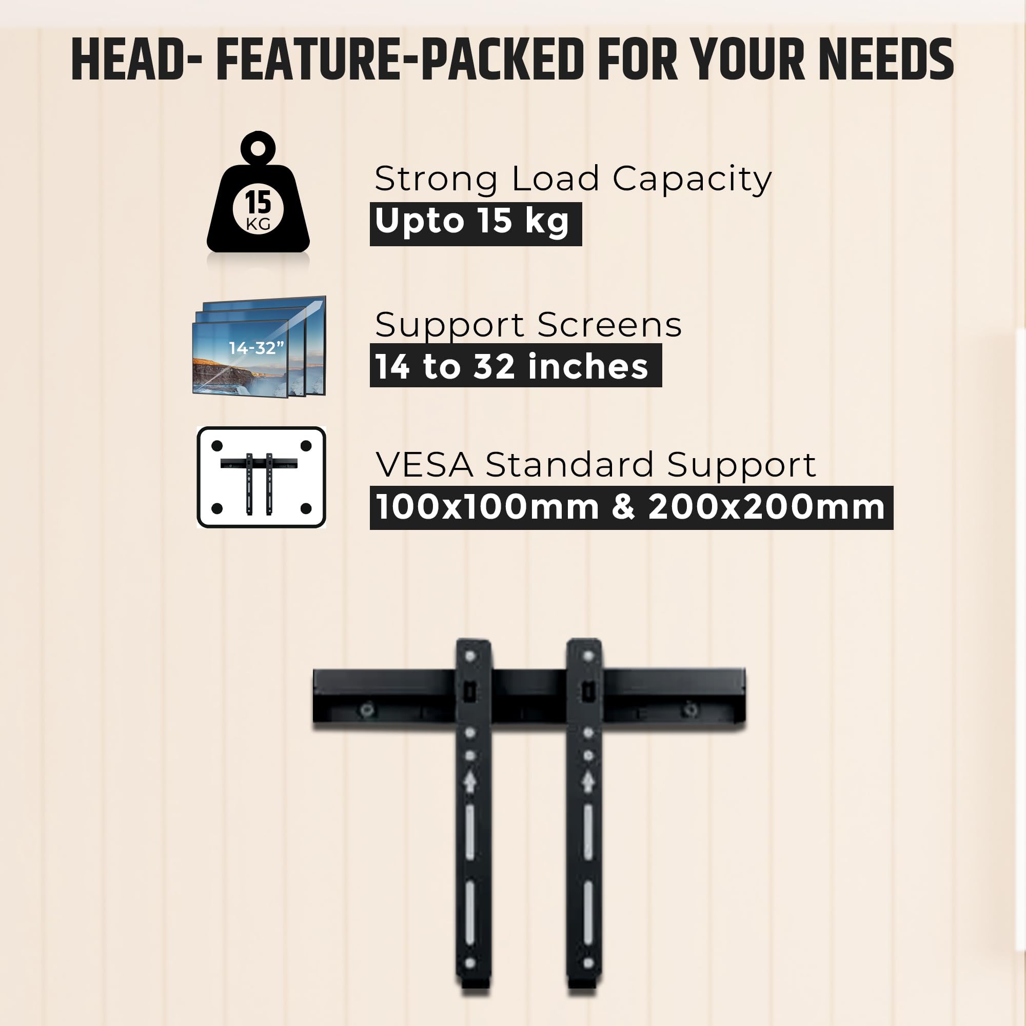 Robustt Heavy Duty TV Wall Mount Bracket for 14 to 32 inch LED/LCD/Smart TV�s (Pack of 1) | VESA Compatibility 100x100mm & 200x200mm 6