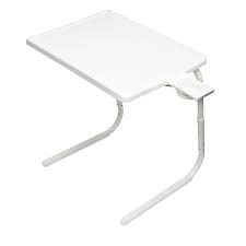 Table Magic Multipurpose Laptop Table Mat Finish Top Work Home Study (White) Table with Side Cup 3