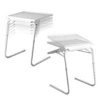 Table Magic Multipurpose Laptop Table Mat Finish Top Work Home Study (White) Table with Side Cup 4