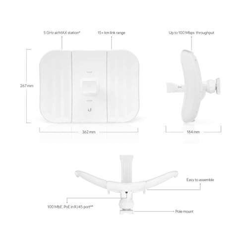 Ubiquiti LBE-M5-23-US 5GHz 2-Pack LiteBeam M5 23dBi Outdoor airMAX CPE up to 10+ km 5