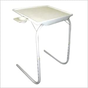 Table Magic Multipurpose Laptop Table Mat Finish Top Work Home Study (White) Table with Side Cup 1