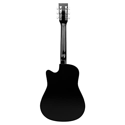 Henrix 38C 38 Inch Cutaway Acoustic Guitar With Dual Action Truss Rod, Gigbag, Picks, String Set, String Winder, Strap, Polishing Cloth & Ebook - Black 6