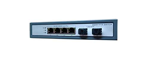 Hanutech Unmanaged PoE Switch 4 Port Gigabit- 10/100/1000Mbps 4*PoE + 2*1.25G SFP Ports (SFP Modules Not Included), 65W for CCTV Networking, 1-Year Warranty 2