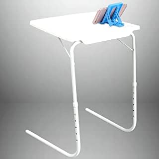 Amazon Brand - Big Table Swerve Height Adjustable Plastic Laptop & Utility Table Without Cup Holder (Pink)