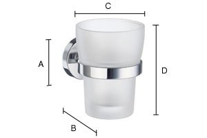 Smedbo SME, Brushed Chrome HS343 Holder with Glass Tumbler 3