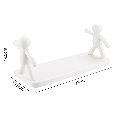 ZURU BUNCH® Zoozoo Wall Shelf Floating Mounted Rack Shelves for Living Room Home Kitchen Office Accessories Organizer Shelf with Human Hook Cartoon Adhesive No Drilling Pack of 1 Set 3