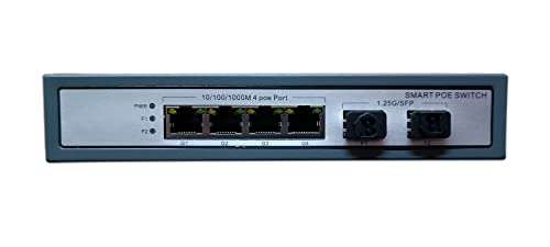 Hanutech Unmanaged PoE Switch 4 Port Gigabit- 10/100/1000Mbps 4*PoE + 2*1.25G SFP Ports (SFP Modules Not Included), 65W for CCTV Networking, 1-Year Warranty 3