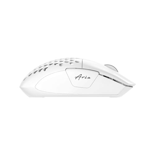 FANTECH ARIA XD7 Wireless Gaming Mouse Pixart 3395 Gaming Sensor 26000 DPI, HUANO Switches, Super Lightweight 59 Grams and Ambidextrous Egg Shape, 3 Mode Connectivity, White 4