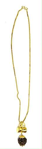 MAHANT JI Gold Plated Trishul Damru 5 Mukhi Rudraksha Locket With Chain For Men And Women Lab Certificate, Gangajal And Chandan From Kashi 4