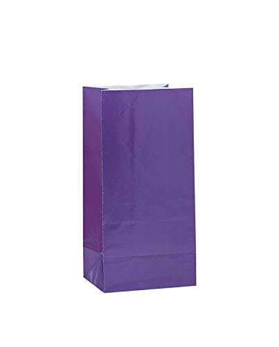 Unique Industries Dark Purple Paper Party Favor Bags, 12ct, Deep Purple 1