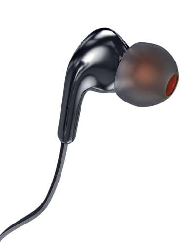 iBall Earwear Gem in Ear Wired Earphones with Mic I Metal Coated I Angular Earbuds I Soft silicon ear buds I detailed sound quality - (Black) 2