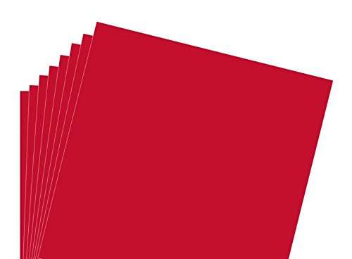 Vinyl Sheets 12" x 12" (Pack of 10) Self Adhesive Craft Indoor, Outdoor Adhesive-Backed Vinyl in Glossy Finish for Silhouette and Cricut for Monograms Stickers Decals (12" x 12", Real Red - 030) 1