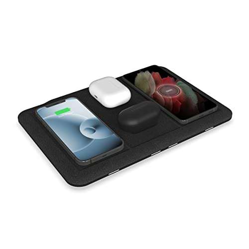 HALO Universal Wireless 4-in-1 Charging Mat, Intuitive Design Allows for Charging up to Five Devices at Once While Eliminating Cable Clutter, Black 1