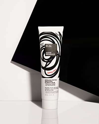 IGK GOOD BEHAVIOR Spirulina Protein Smoothing Blowout Balm | Keratin Like Treatment + Frizz Control + Heat Protectant | Vegan + Cruelty Free | 5 Oz 3