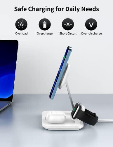 MOMAX Magnetic Wireless Charging Station，25W 3 in 1 Q.Mag Pro Wireless Charger Stand Fast Charging Station only for iPhone 15,14,13,12 Series, AirPods Pro, Apple Watch 1-9 Series (No AC Adapter) 5