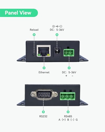 LINOVISION Dual Ports Serial Server, RS485 and RS232 to Ethernet Convertor, Modbus RTU/TCP Conversion, RS485 and RS232 to RJ45 Convertor, Processor Upgraded 2