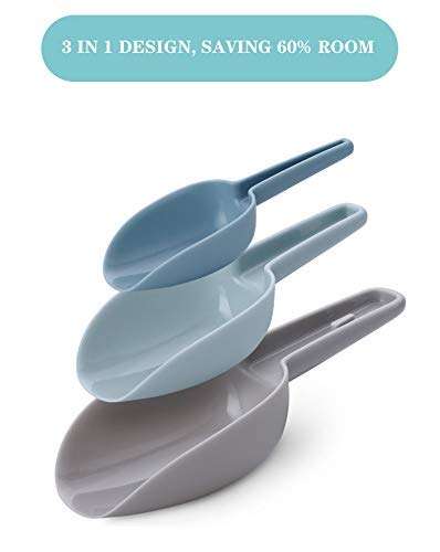 Krizkey 3 Pcs Multi-Purpose Plastic Nesting Scoop Spoons for Canisters Flour Cereal Popcorn Scoop Set Kirana Shop, Grocery, Grains, Sugar, Atta, Rice, Masala Powder, Ice Cream 3