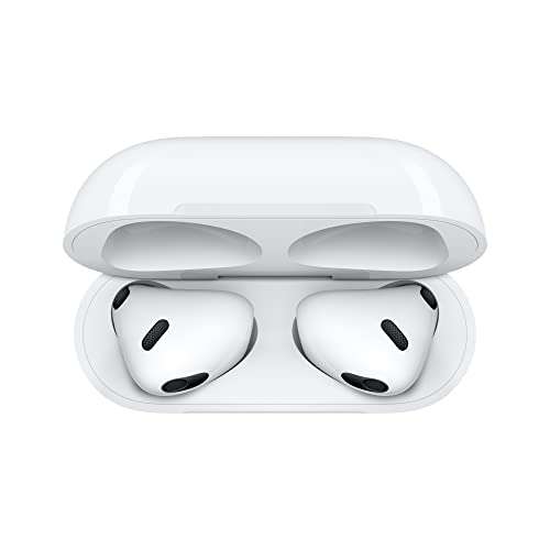 Apple AirPods (3rd Generation) Wireless Ear Buds, Bluetooth Headphones, Personalized Spatial Audio, Sweat and Water Resistant, Lightning Charging Case Included, Up to 30 Hours of Battery Life 4