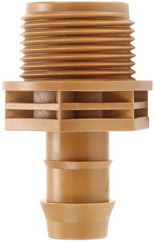 Copadri 12 Pieces 3/4 Inch PVC to 1/2 Inch Drip Irrigation Adapter Fittings, 3/4" Male Pipe Thread(MPT) x 1/2" Drip Line Barbed Coupling Connectors 3/4-in PVC to 1/2-in Poly Tubing Adapter 1