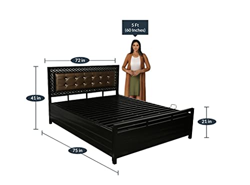A1 Star Furniture Metal Bed with Hydraulic Storage Couple King Size Bed Texture Finish - Colour Black Colour Type: Powder Coated. Mattress Included |HDFKBMS108| 5