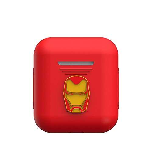 TinPlanet Marvel Avengers Series Protective Silicone Case Compatible with Apple Airpods 1 & AirPods 2 [Front LED Not Visible], Iron Man (Red) 1