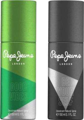 Pepe Jeans GOOD VIBES & BE YOUR SELF Deodorant Spray - For Men(300 ml, Pack of 2) 1