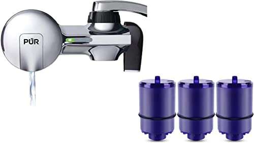 Faucet Mount Water Filter System w/ 4 Filters, Chrome Horizontal Dispenser 1