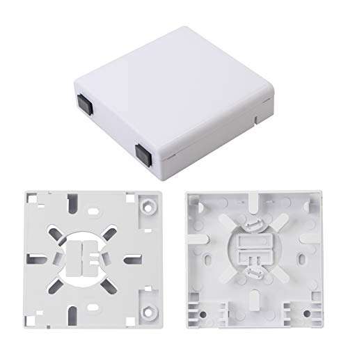 GELRHONR FTTH Fiber Panel Box Enclosure, 2 Core Fiber Optic Terminal Distribution Junction Box Double-Port SC/UPC Type Panel Box ABS Plastic Outdoor Waterproof Dustproof DIY Case 4