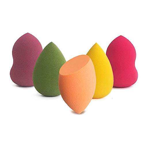 Fennec Mart 5 Pieces Beauty Egg Makeup Puffs cosmetic sponge Set of Beauty Makeup Sponges 3 Shapes Beauty Make Up Powder Puff for Liquid Powder BB Cream (multi colour) 1