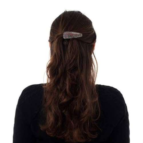 Trendsetter French Barrette Hair Clip/Back Pin, Decorative Rhinestone Wedding Hair Accessories for Women & Girls - Pack of 1 (Random Color) 2