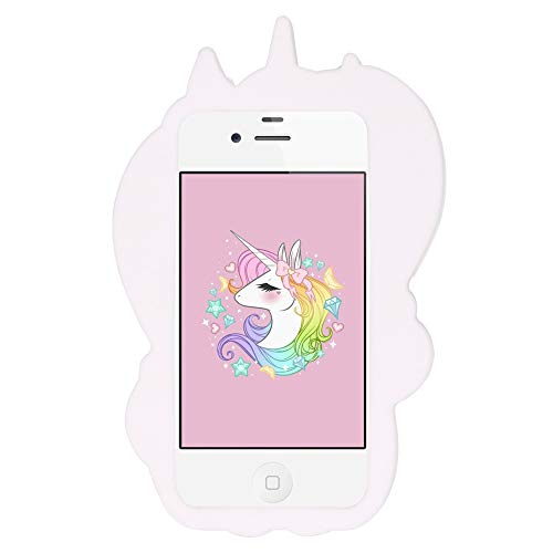 for iPhone 4 Case Unicorn, iPhone 4S Case Unicorn, BEFOSSON Cute 3D Cartoon Unicorn Funny Kawaii Horse Animal Soft Silicone Rubber Phone Cover Case for iPhone 4 / 4S for Girls (Unicorn) 4.0 inches 2