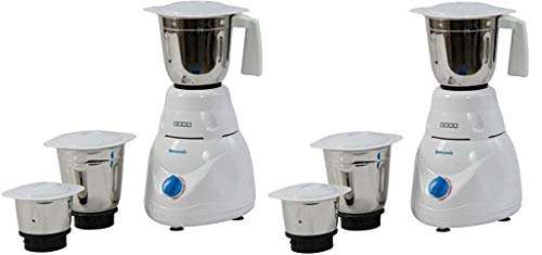 Usha Smash Mixer Grinder (MG-2853) 500-Watt 3 Jars (White) Pack of 2 1