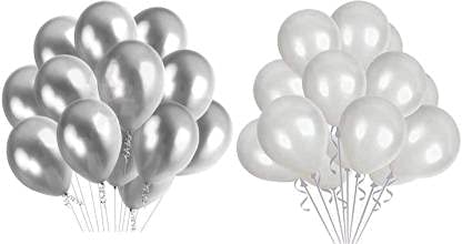 PRVV Decoration Metallic Balloon. Metallic Balloons pack for birthday decoration, HD Metallic Balloons Decoration for Birthday, Anniversary Party. (Pack of 25, Silver-White) 1
