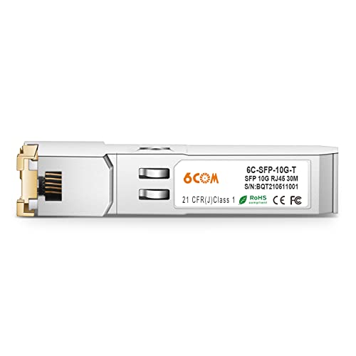 6COM 10GBase-T SFP+ Copper Transceiver, 10G SFP 10G-T RJ45 Module up to 30 Meters, Compatible for Ubiquiti UF-RJ45-10G, Netgear AXM765, and Other Open Switches 3