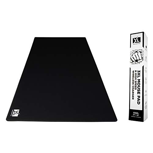 3XL Huge Mouse Pads Oversized (48''x24'') - Extra Large Gaming XXXL Mousepad for Full Desk - Super Thick Nonslip Rubber Base and Waterproof Desktop Keyboard Extended Mouse Mat (Black, XXX-Large) 1