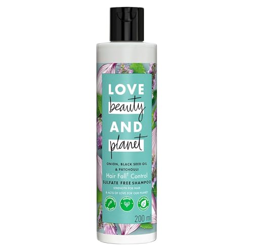 Love Beauty & Planet Onion oil|| Blackseed oil & Patchouli Sulfate Free Hairfall control Shampoo|| No Parabens|| No Dyes|| Patchouli Essential Oil|| 200 ml 1