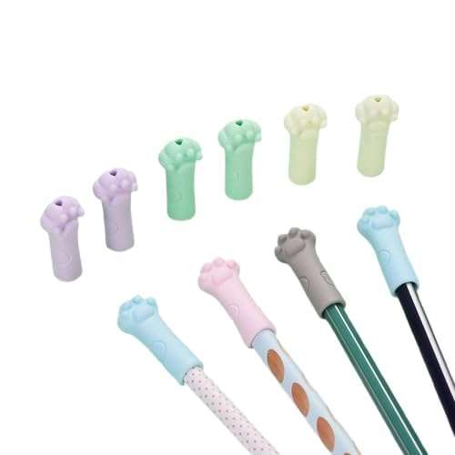Silicone Cat Paw Pencil Caps, Cute Animal Protector Cover for Writing Pencils, Kawaii Stationery Accessories, Multicolor, 10 Pack 1