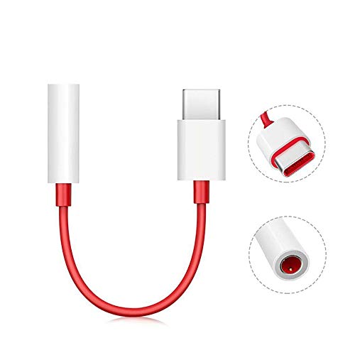 Eazories Red Type C to 3.5 mm Audio Jack Connector, Noise Cancelling Headphones Converter Audio Cable Compatible with 1 Plus 8, 8Pro / 7,7Pro, 7T /6T, NORD and Similar (Pack of 2) 2