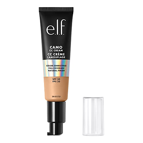 e.l.f. Camo CC Cream, Color Correcting Medium-To-Full Coverage Foundation with SPF 30, Medium 330 W, 1.05 Oz (30g) 1