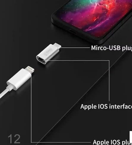 Orlife Lighting 8 pin Adapter to Micro USB Converter Connector for Data Synchronisation and Charging Compatible with Apple iPhone, iPad, iPod for Charging and Data Sync 5