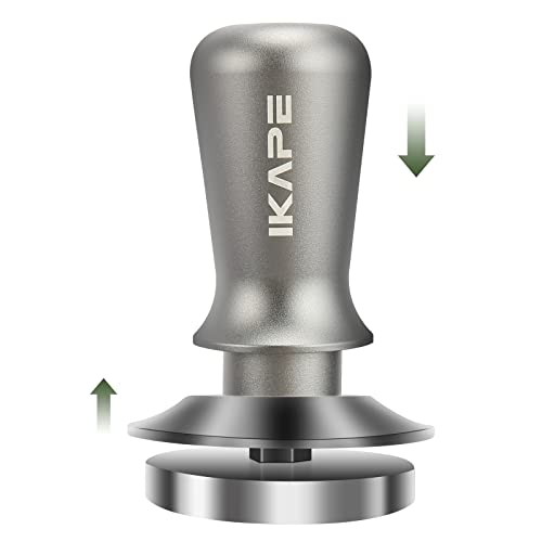 IKAPE 53mm Espresso Tamper, Premium Barista Coffee Tamper with Calibrated Spring Loaded, 100% Flat Stainless Steel Base Tamper Fits for Breville Series 54mm Portafilter Basket 1