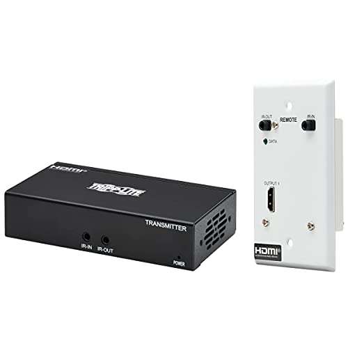 Tripp Lite HDMI Over Ethernet Cat6 Extender Kit with Wall Plate Receiver - Up to 230 feet or 70.1 Meters - 4K 60Hz Video, 4:4:4, HDR PoC, TAA Compliant (B127A-1A1-BHFH) 4
