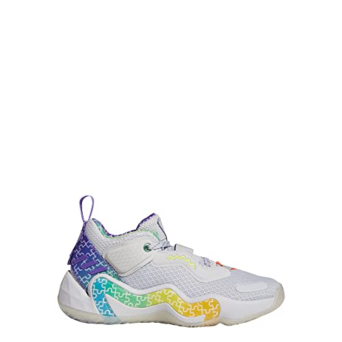 adidas D.O.N. Issue 3 Basketball Shoe, Clear Grey/Purple Rush/Semi Screaming Green, 5.5 US Unisex Big Kid 2